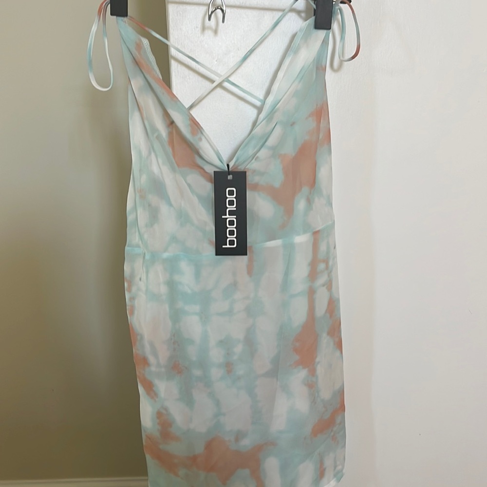 Tie dye cowl neck beach cover up dress